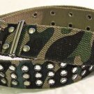 Women's Green Camouflage Rhinestone Embellished Canvas Belt
