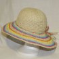 Xhilaration Floppy Straw Hat Summer Beach Multi Color Hat 4" Brim Bow Trim