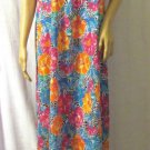 La Valle & Mills Vintage Floral Print Nylon Maxi Multi-Color Lounge Dress 4/6