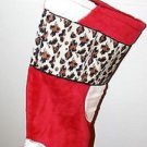 CoCaLo Christmas Stocking Red/White with Leopard Print