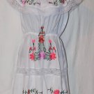 Cute Women's White Floral Embroidered & Lace Trim Tiered Boatneck Dress