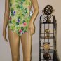 YBL Your Best Look Lime Green Tropical Floral One-Piece Swimsuit+Cover-Up S: 14