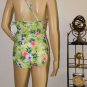 YBL Your Best Look Lime Green Tropical Floral One-Piece Swimsuit+Cover-Up S: 14