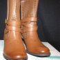 Bobbi Perforated Mid-Calf Brown Boots Women's S: 9-9.5 M - Faux Leather Med Heel