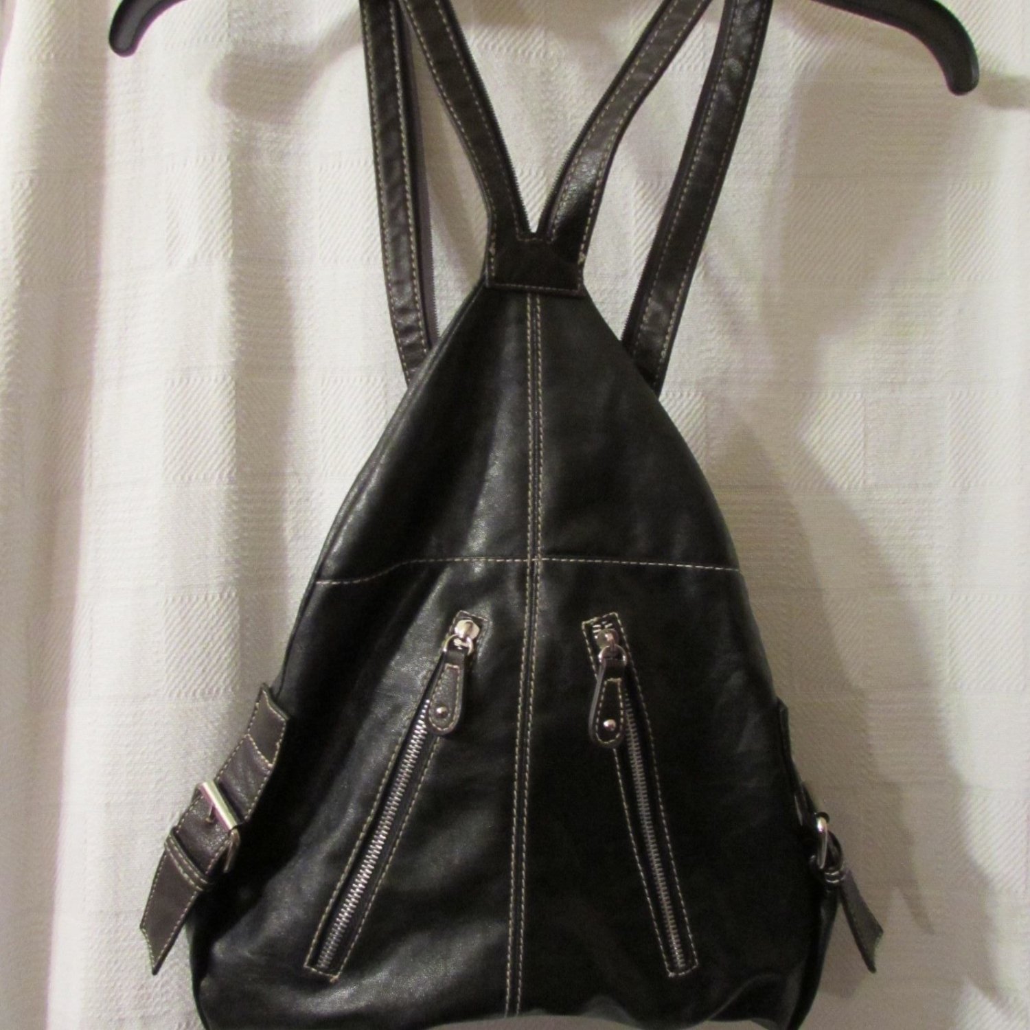 Chateau Black Backpack style Handbag/Faux Leather