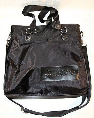 Ambition Black Logo Tote Shoulder Messenger Bag - Nylon Large