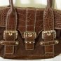 Kathy Van Zeeland Faux Croc Leather/Suede Strappy Brown Satchel Purse w/Buckles