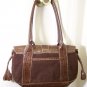 Kathy Van Zeeland Faux Croc Leather/Suede Strappy Brown Satchel Purse w/Buckles