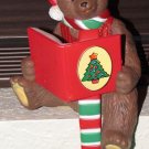 Vintage Christmas Bear Stocking Holder Hanger Hard Plastic Holiday Decoration