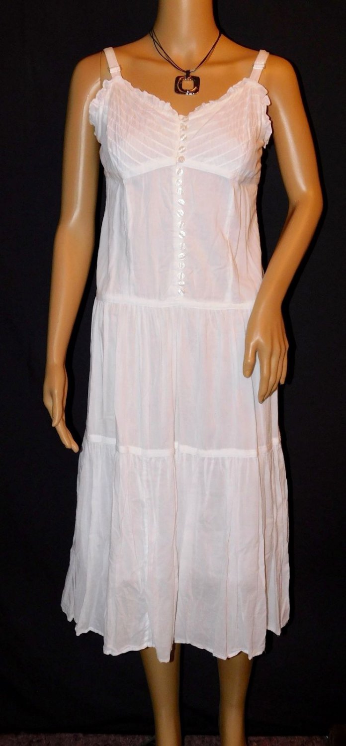 Cassee's White Boho Sun Summer Tiered Cotton Dress Size: L