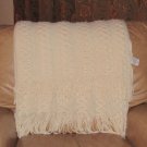 MANHATTAN KIDS Vtg 100% Acrylic Soft Beige Fringe Baby Blanket Throw