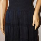 Indian Tropical Women's Cotton Black Sundress with Crochet Detailing Size: L