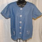 Blue J. Women's Blue Denim Jean Short Sleeve Button Front Shirt Size: M