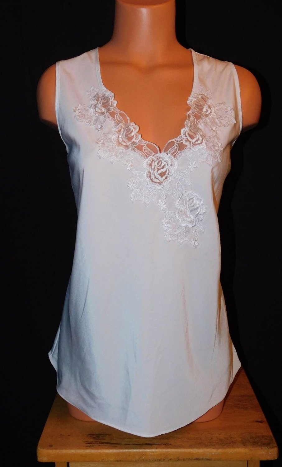 Vintage Sears Women's White Floral Lace Mesh Sleeveless Blouse Top Size: XL