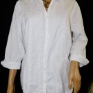 Sonoma Life+Style White Floral Eyelet Embroidered Blouse Top Size: L