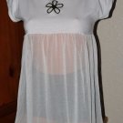 Women's White Cotton & Mesh Summer Top