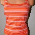 Zingara Swimwear Orange & White Striped Tankini Swimsuit Set Size: L