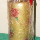 Holiday Poinsettia Wick Burning Pillar Candle