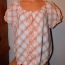 Style&Co. Women's Orange-Beige Peasant Blouse w/Tribal Embroidery Size: L