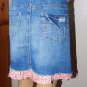Loop 18 Distressed Denim with Floral Ruffle Hem Mini Skirt Size: 17