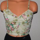 Angie Sweetheart Floral Crochet Trim Bustier Crop Top Bralette Size: S