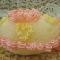 BOYD'S LARGE EASTER SUGAR EGG WITH PINK ICING BUNNY BEAR INSIDE **SO CUTE** NEW