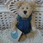 BOYDS HUCK 6" TALL RETIRED BEAR IN JEAN OVERALLS **NEW STORE STOCK**