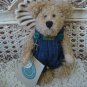 BOYDS HUCK 6" TALL RETIRED BEAR IN JEAN OVERALLS **NEW STORE STOCK**