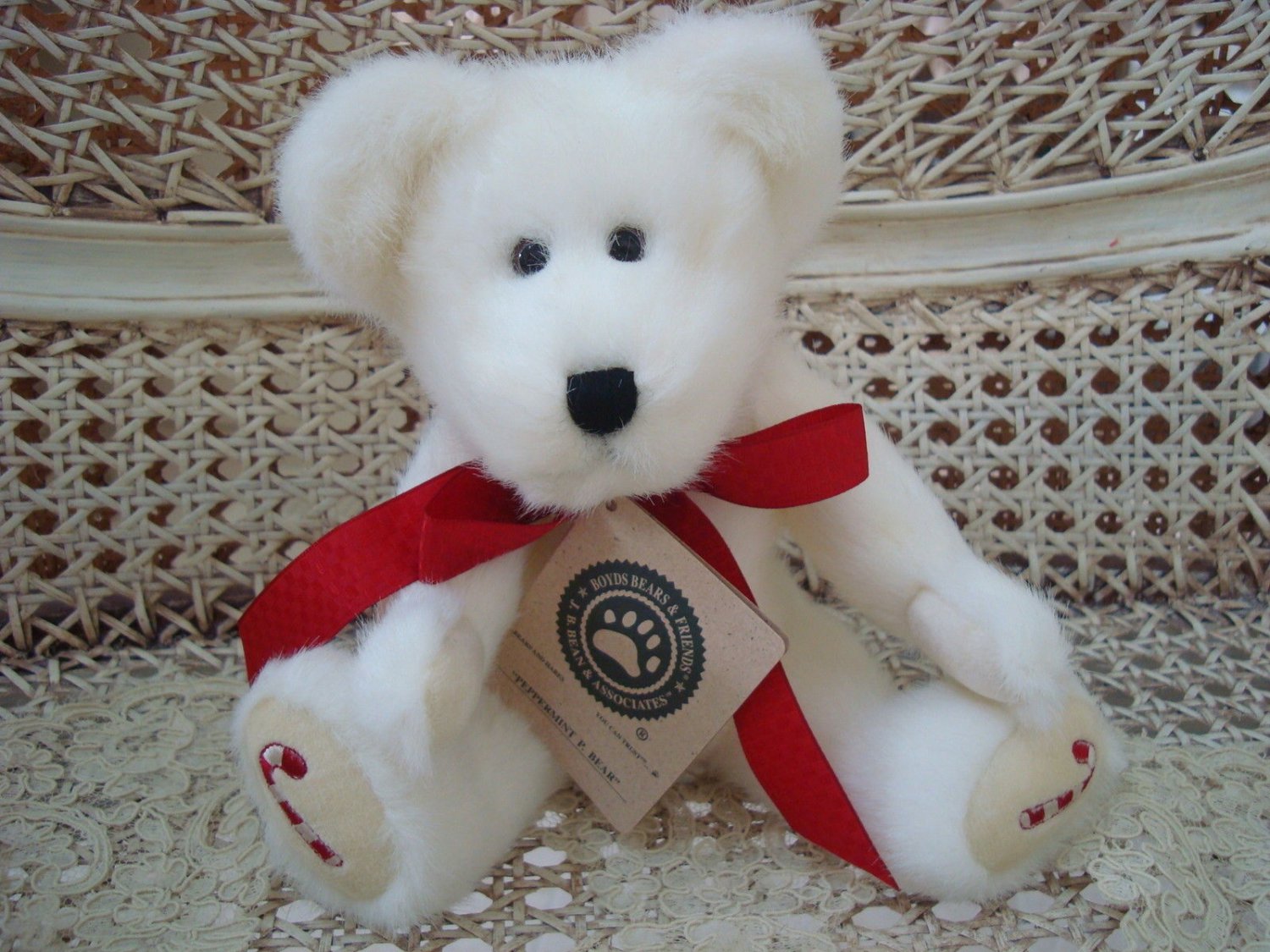BOYDS PEPPERMINT P. BEAR 10" CANDY CANE CHRISTMAS BEAR *NEW STORE STOCK*