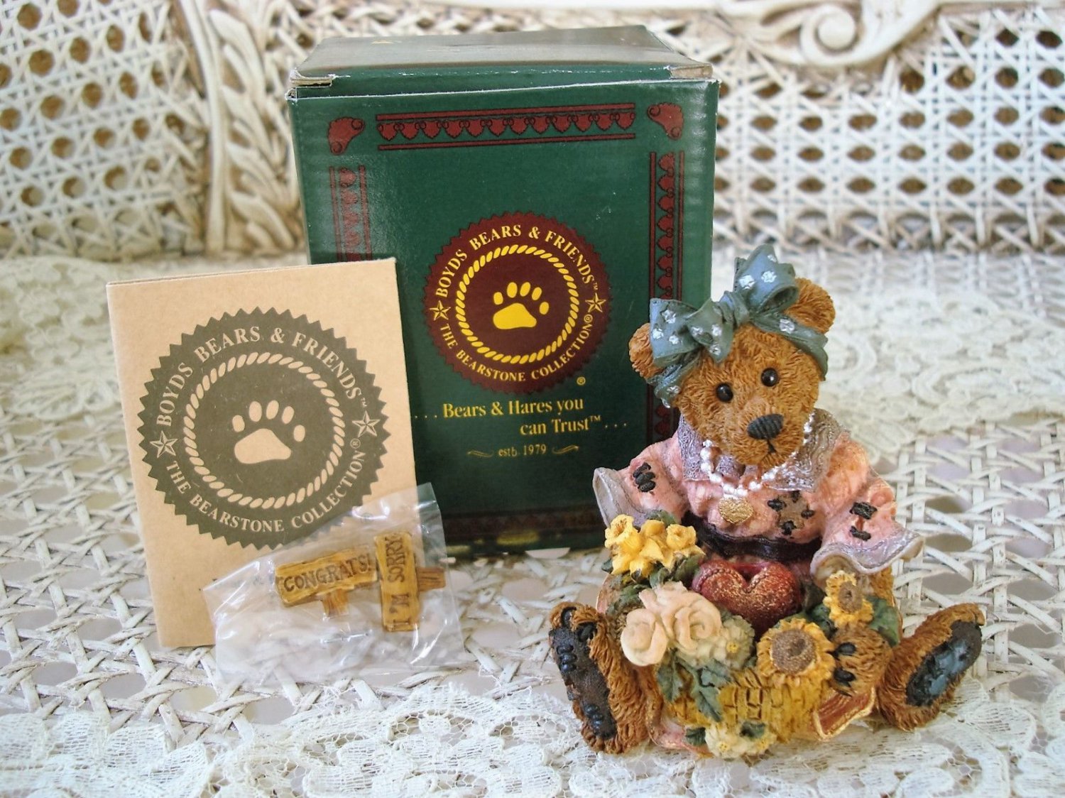 BOYDS JUSTINA THE MESSAGE BEARER BEARSTONE *NEW IN BOX* RETIRED