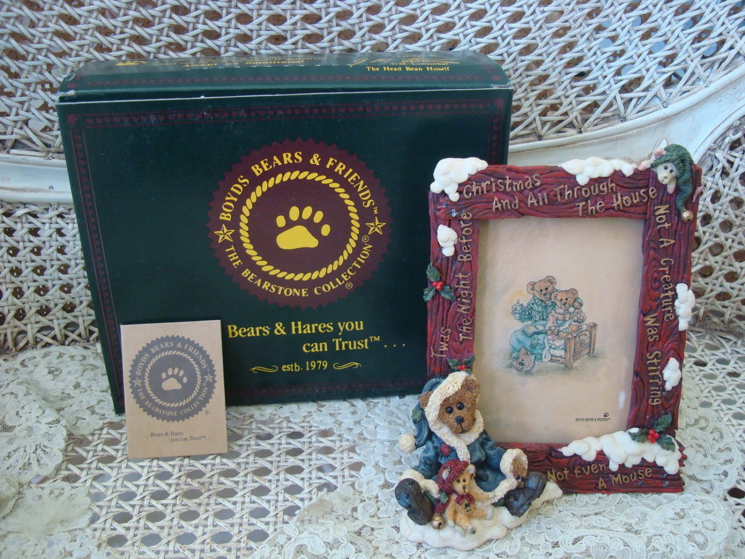 BOYDS TWAS THE NIGHT BEFORE CHRISTMAS FRAME **NEW IN BOX RETIRED** SO CUTE