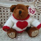 TY RETIRED BROWN VALENTINE BEAR WITH HEART SWEATER ***NEW STORE STOCK**