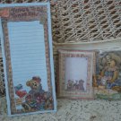 BOYDS BEARS MAGNETIC PAPER PAD & POST IT NOTES HOLDER WITH POST IT NOTES *CUTE*