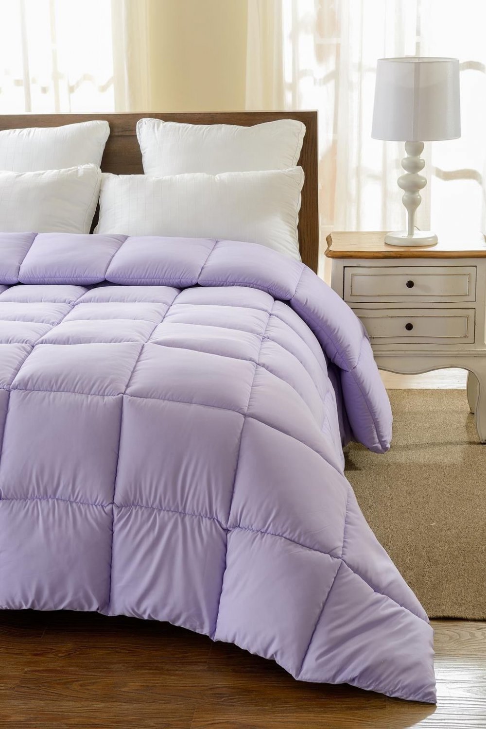 Super Oversized Down Alternative Comforter Pillow Top Light Purple King
