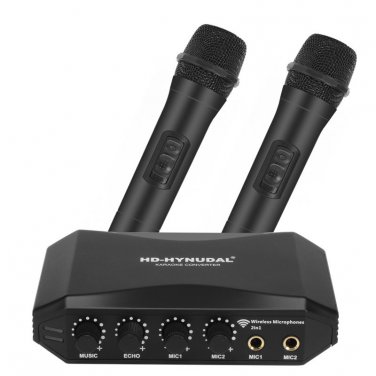 HD-Hynudal Karaoke Machine - Echo Mixer, Two Wireless Mics, YAMAHA Chipset