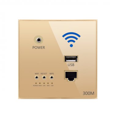 86 Type Through Wall AP Panel 300M Hotel Wall Relay Intelligent Wireless Socket Router (Yellow)