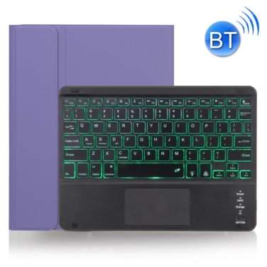 X-11BCS Skin Plain Texture Bluetooth Keyboard Case for iPad Pro 11 inch 2020 / 2018 (Light Purple)