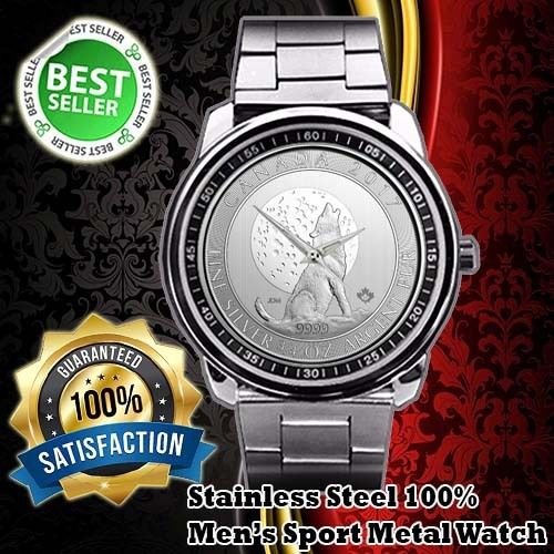 2017 oz Canadian Silver Wolf Moon Coin Wristwatches Sport Metal Watch Best