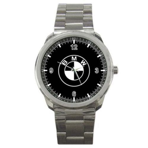 New Black & White Bmw Logo Printed Sport Metal Watch For Gift