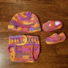 Sherbet 0-3 month Diaper Cover, Hat and Shoe Set - On Hand