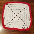 Cotton White with Red Trim Dish Cloth - On Hand