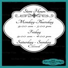 Business Store Hours Sign Vinyl Custom Decal Sticker Window Door Glass HRS-00005