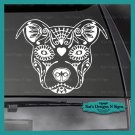 PIT BULL SUGAR SKULL - Decal - Car/Truck/Window Dog Sticker!  9" X 11"