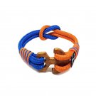 Blue and Orange Wood Anchor Nautical Bracelet by Bran Marion