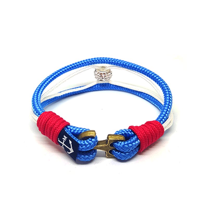 Bran Marion Blue and Bronze Anchor Men's Nautical Bracelet