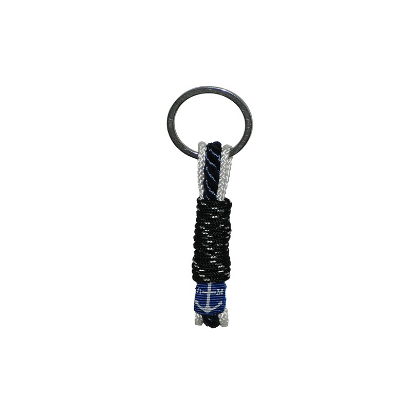 Bran Marion Twisted Dark Blue Rope and White String Handmade Keychain