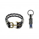 Bran Marion Dotted Black and White Triple Rope Nautical Bracelet and Keychain