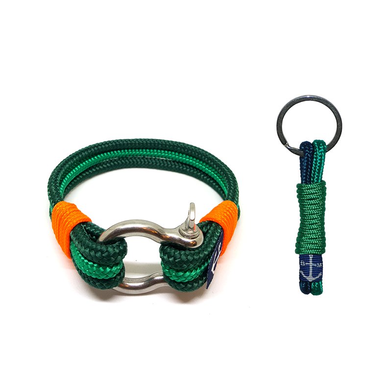 Bran Marion Green and Orange Nautical Bracelet and Keychain