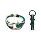 Bran Marion Green, White and Black Nautical Bracelet and Keychain