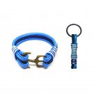 Bran Marion Light, Dark Blue and White Nautical Bracelet and Keychain